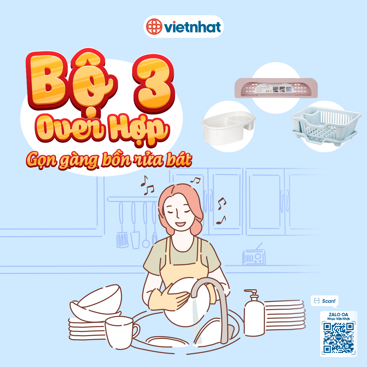 BỘ 3 “OVER HỢP” GIÚP BẠN GỌN GÀNG BỒN RỬA BÁT