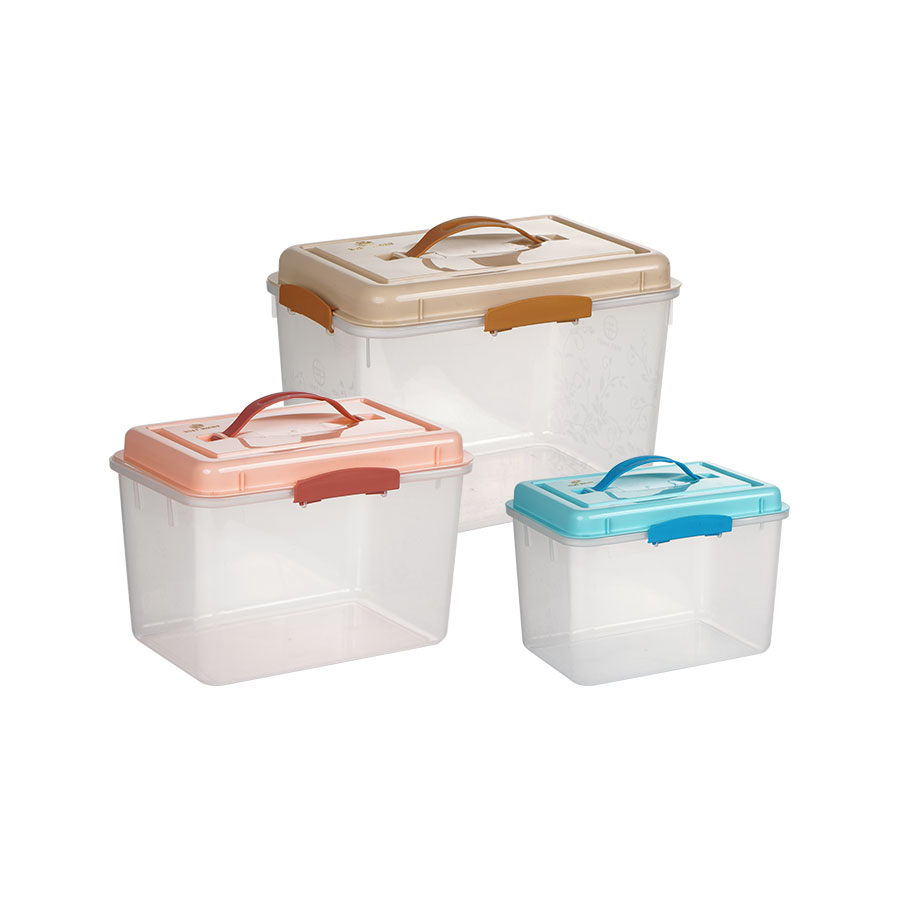 Set of 3 Rectangular Refrigerator Food Container with Handle