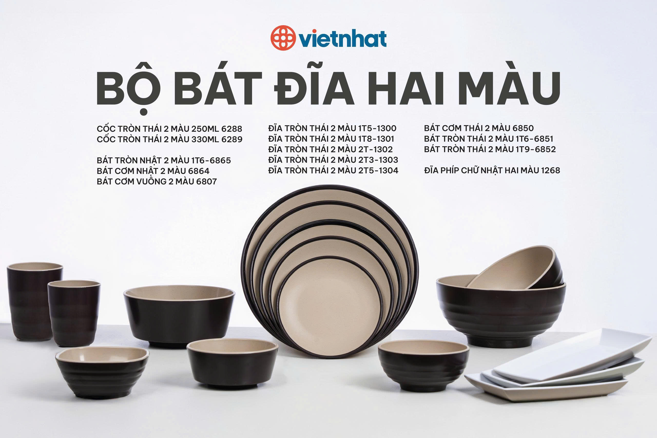 Bộ bát đĩa 2 màu