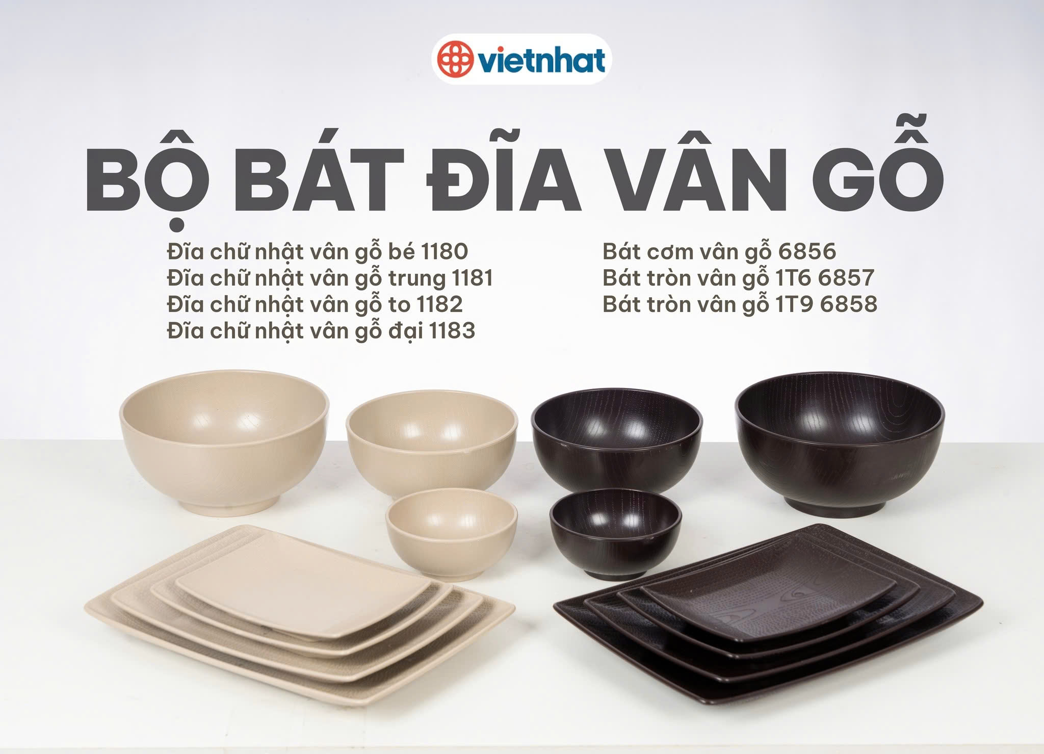 Bộ bát đĩa vân gỗ
