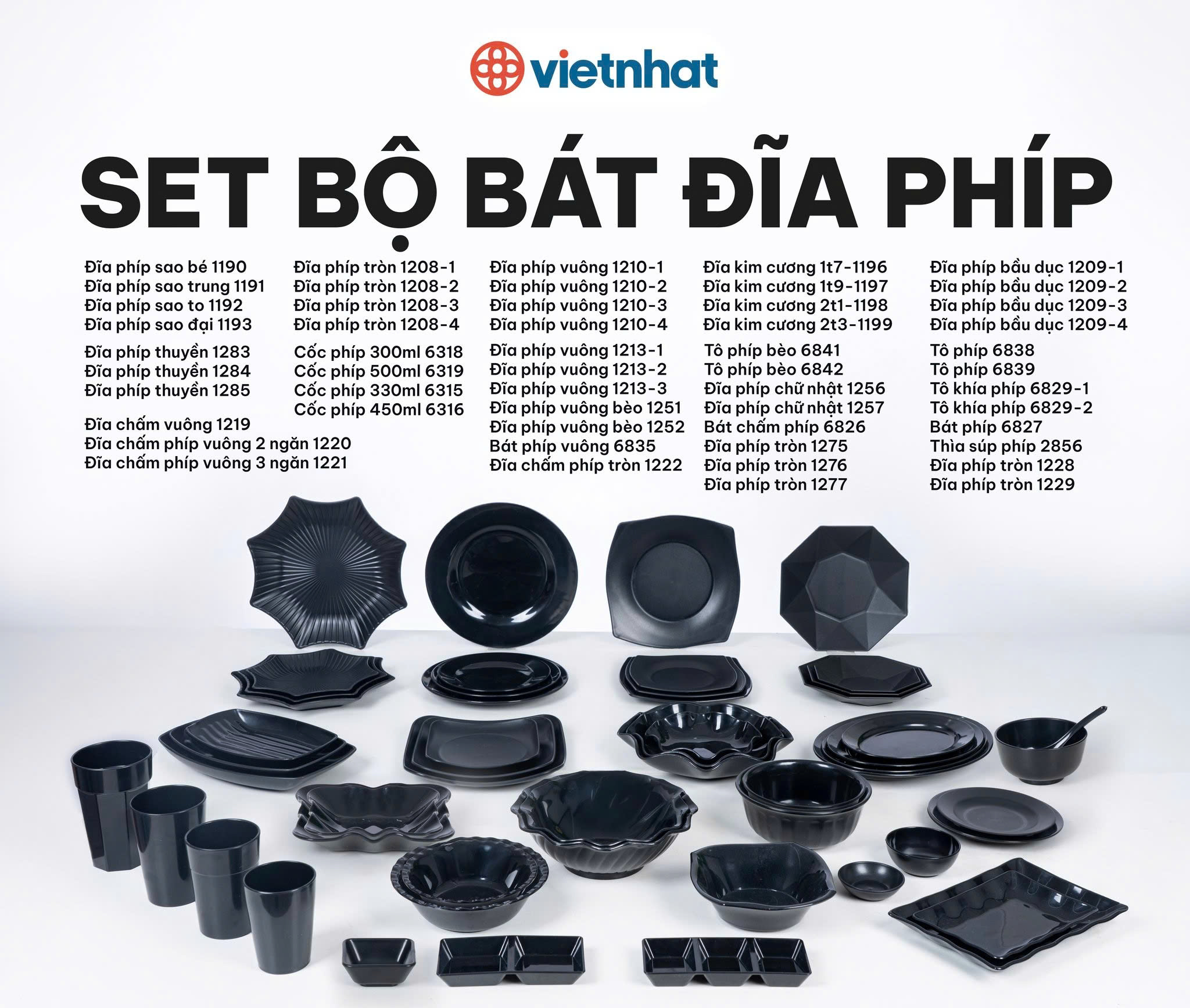 bộ bát đĩa phíp đen