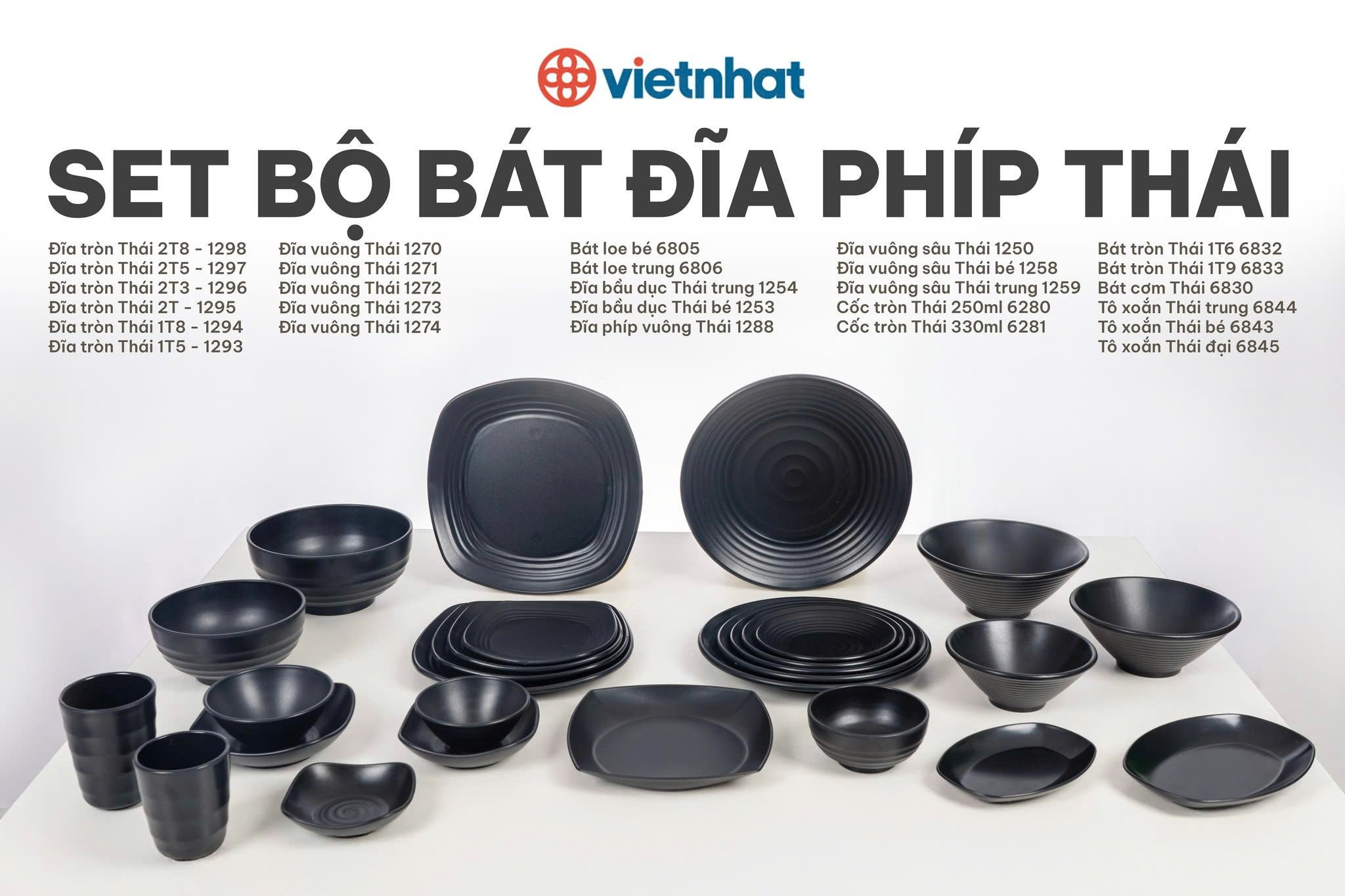 Bộ bát đĩa phíp thái đen