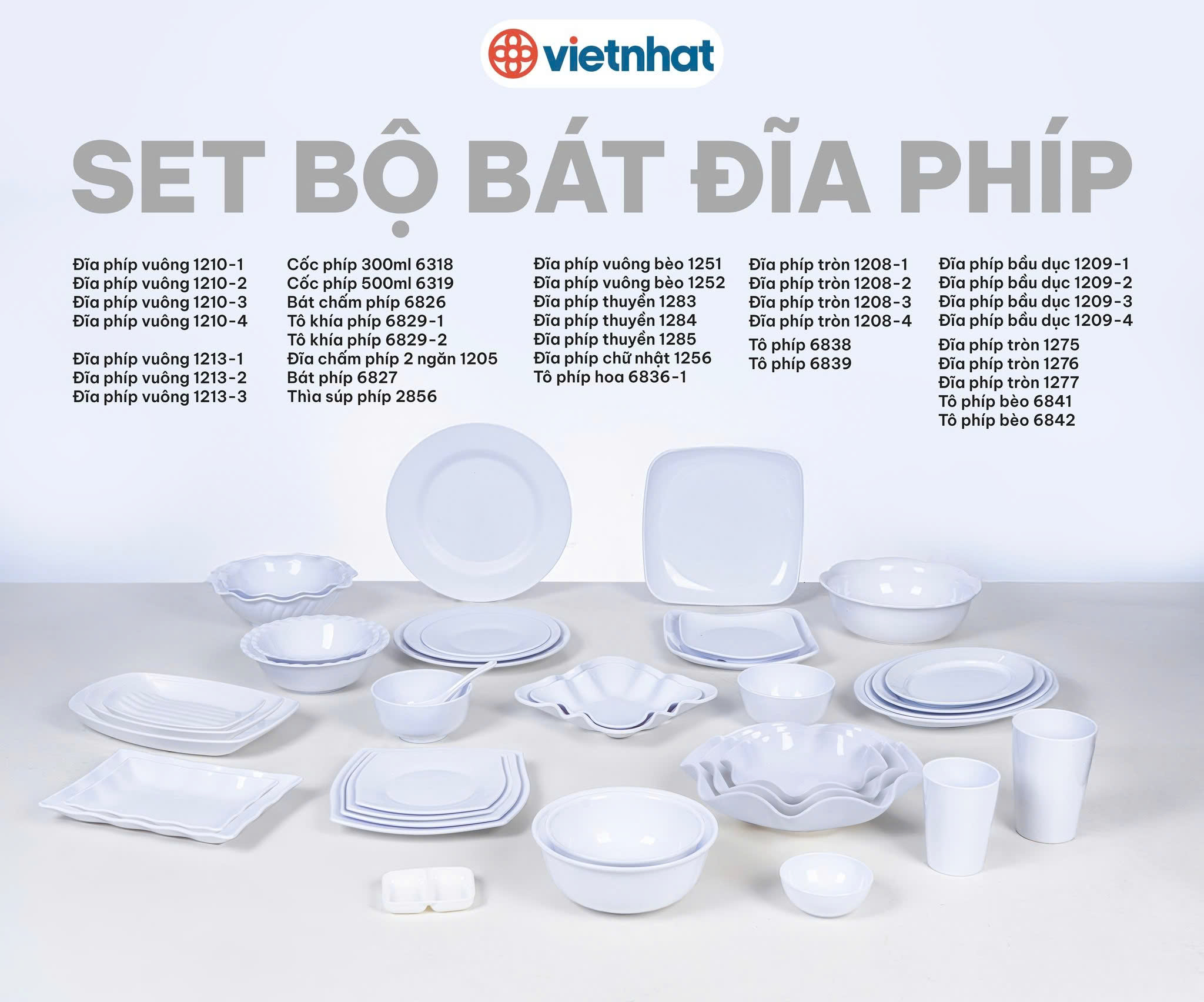 Bộ bát đĩa phíp trắng