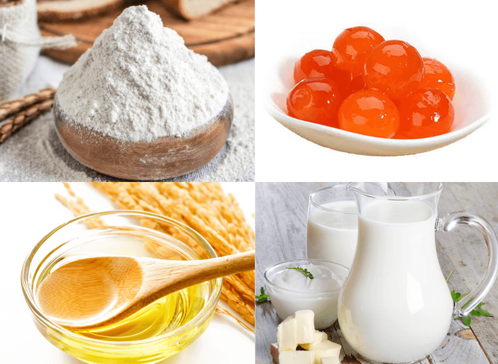 nguyên liệu làm bánh nướng mochi trứng muối