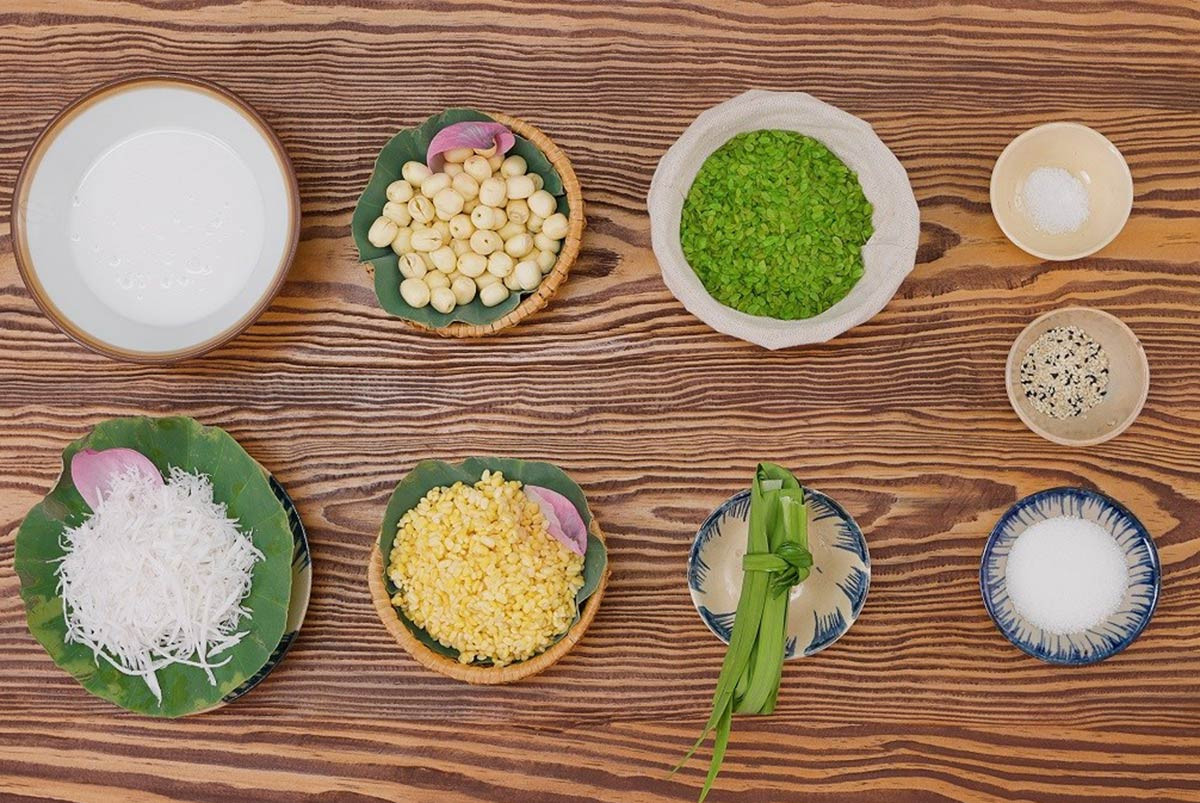 Nguyên liệu làm xôi cốm hạt sen