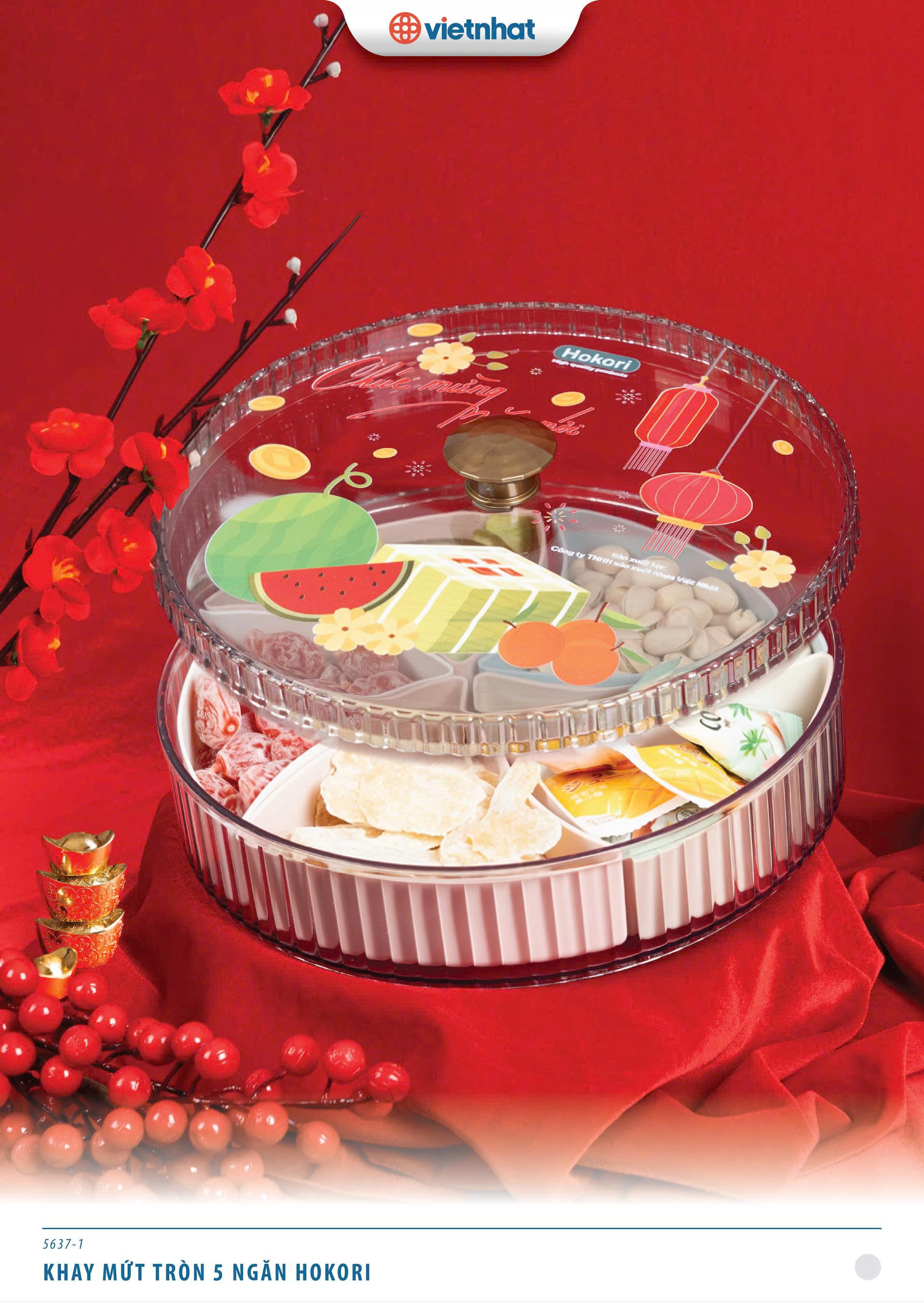 khay mứt tròn 5 ngăn