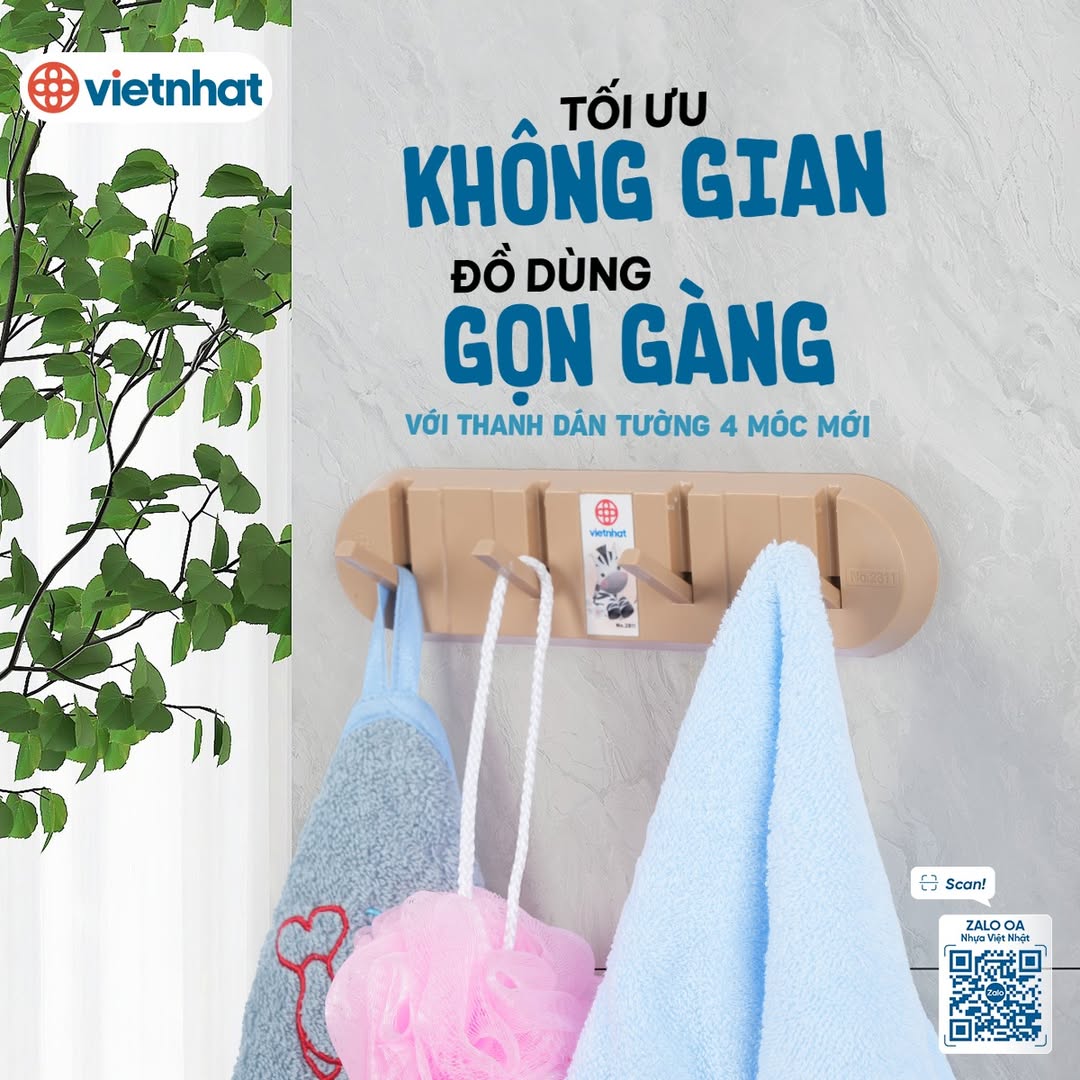 cách dùng móc dính dán tường