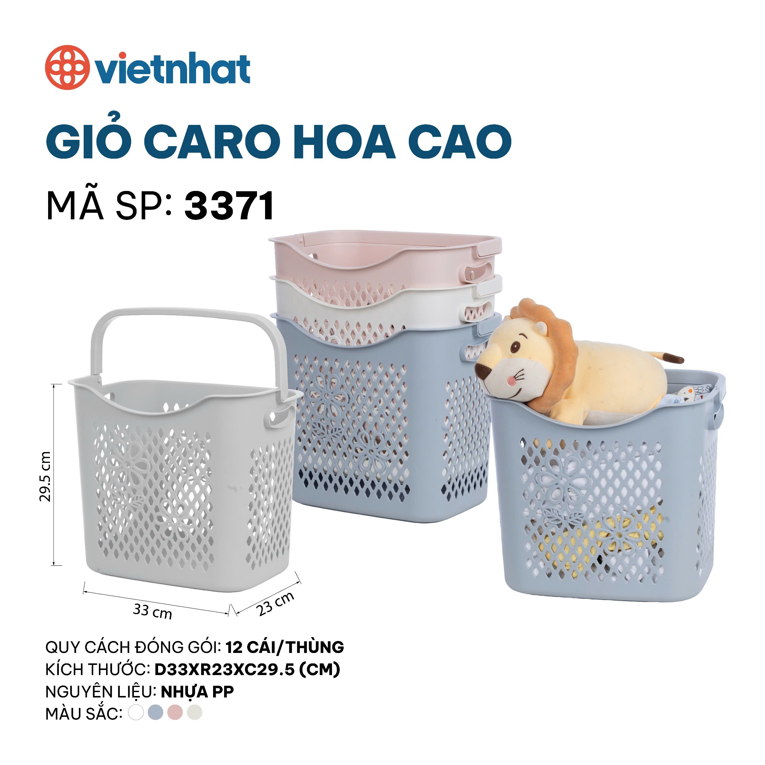 Giỏ caro hoa cao 3371