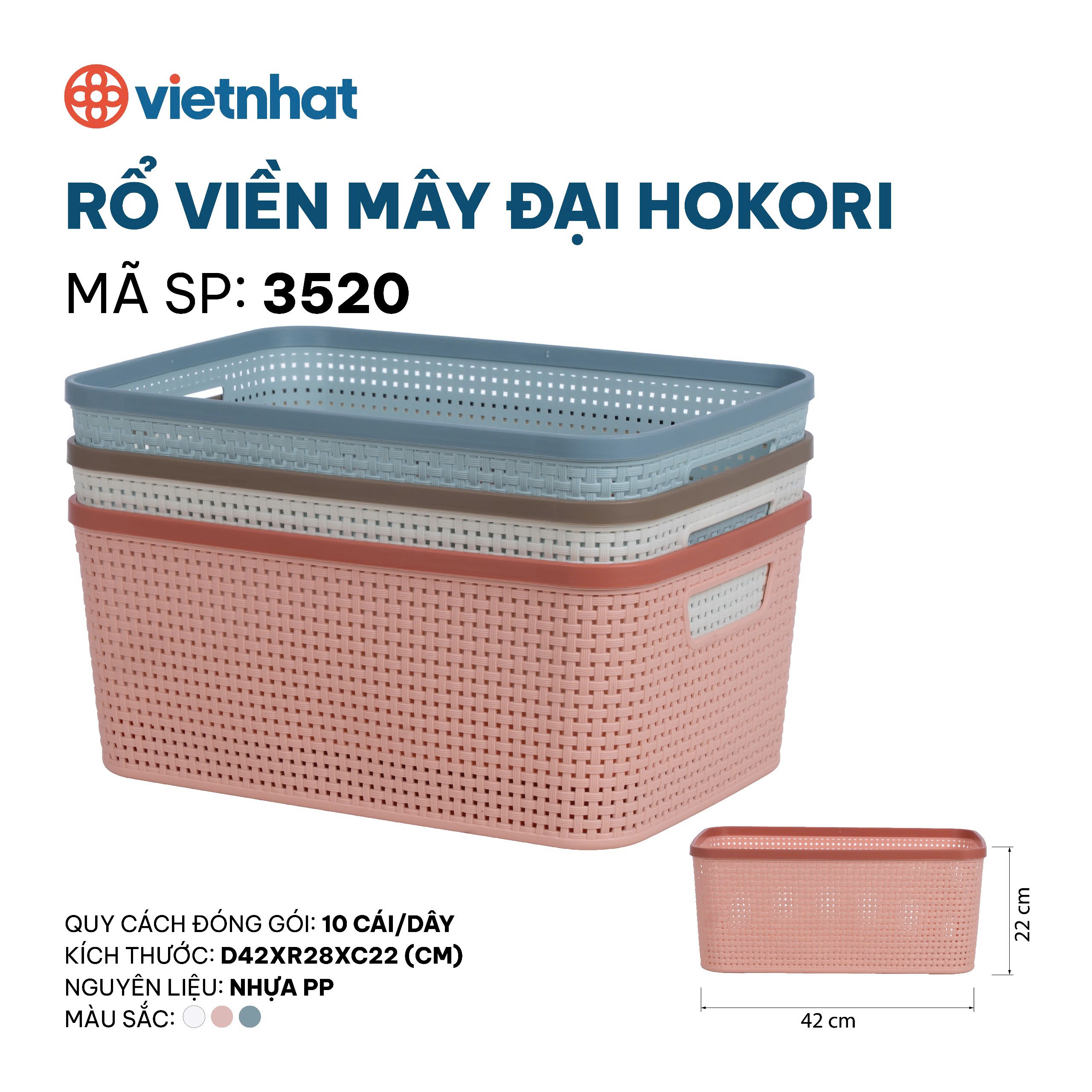Rổ viền mây đại Hokori