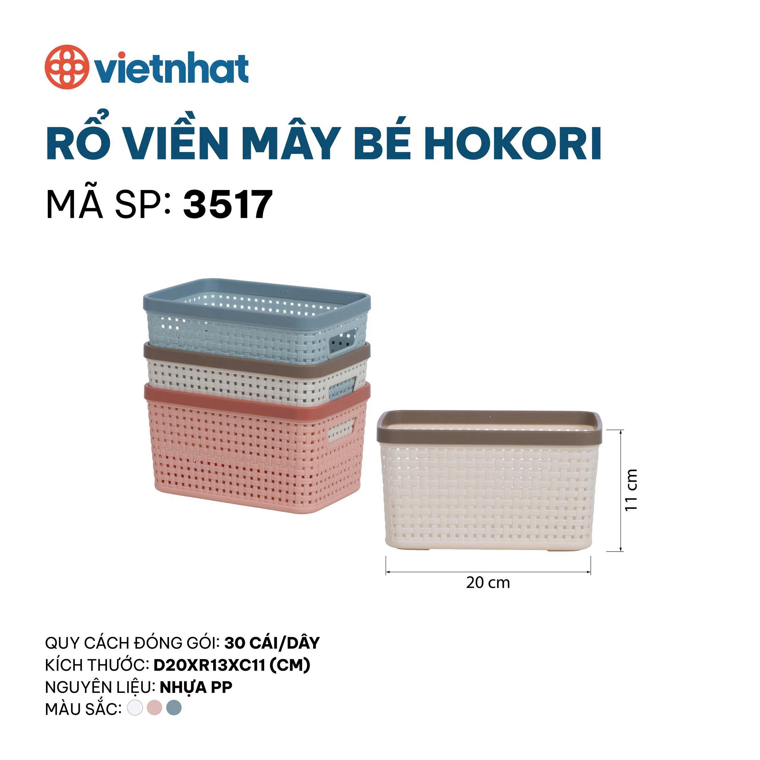 Rổ viền mây bé Hokori