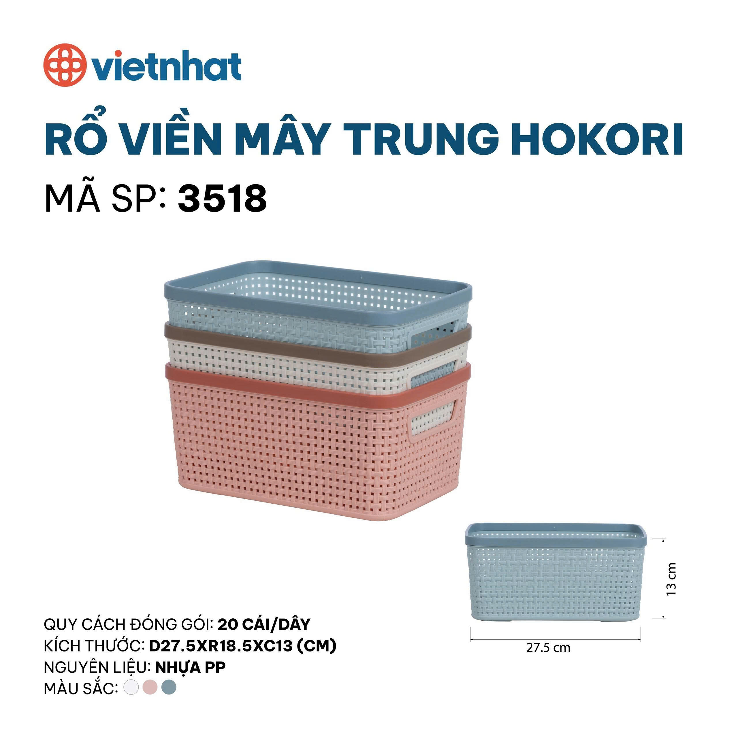 Rổ viền mây trung Hokori