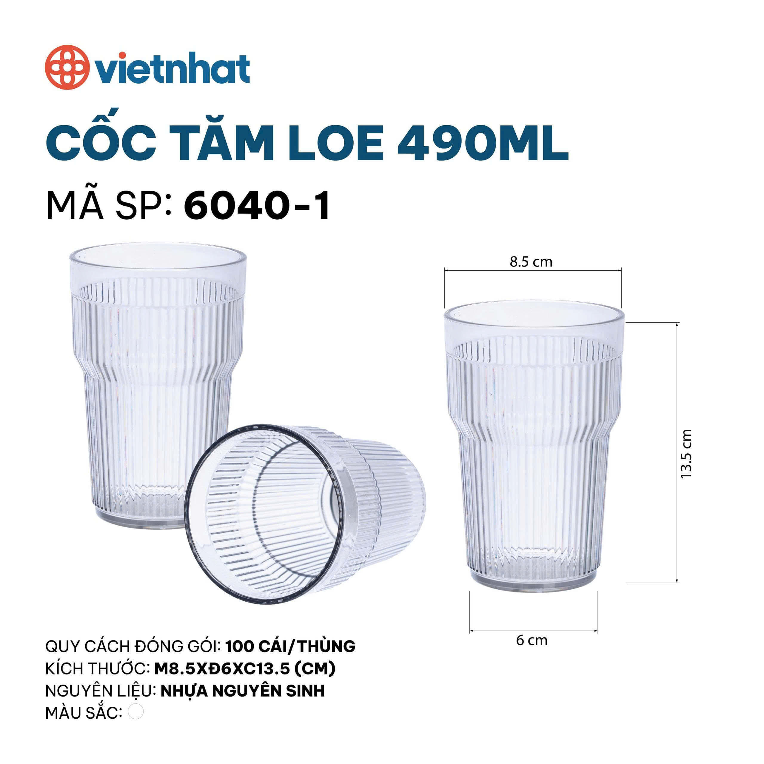 cốc tăm loe 490ml 6040-1