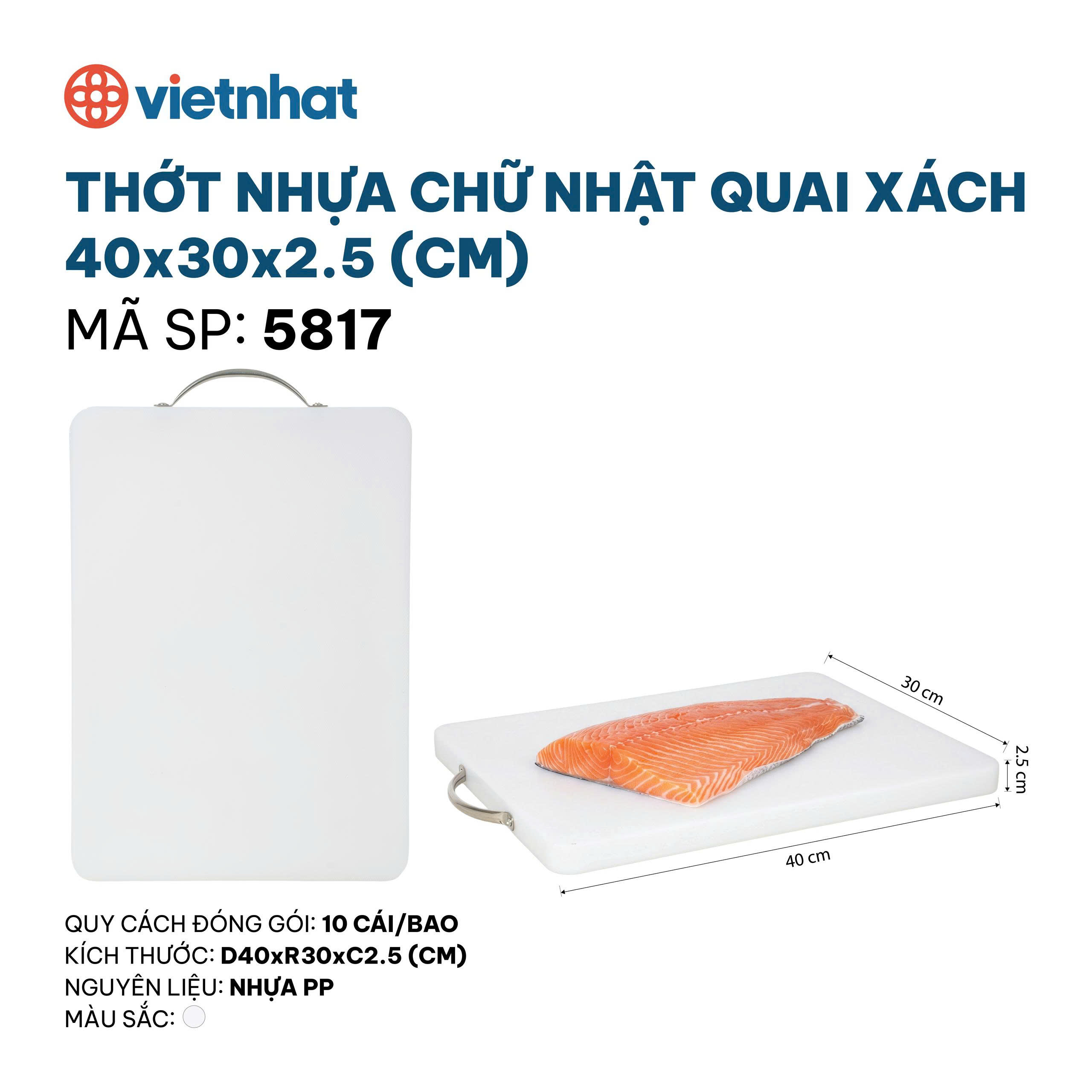 thớt nhựa chữ nhật quai xách 5817