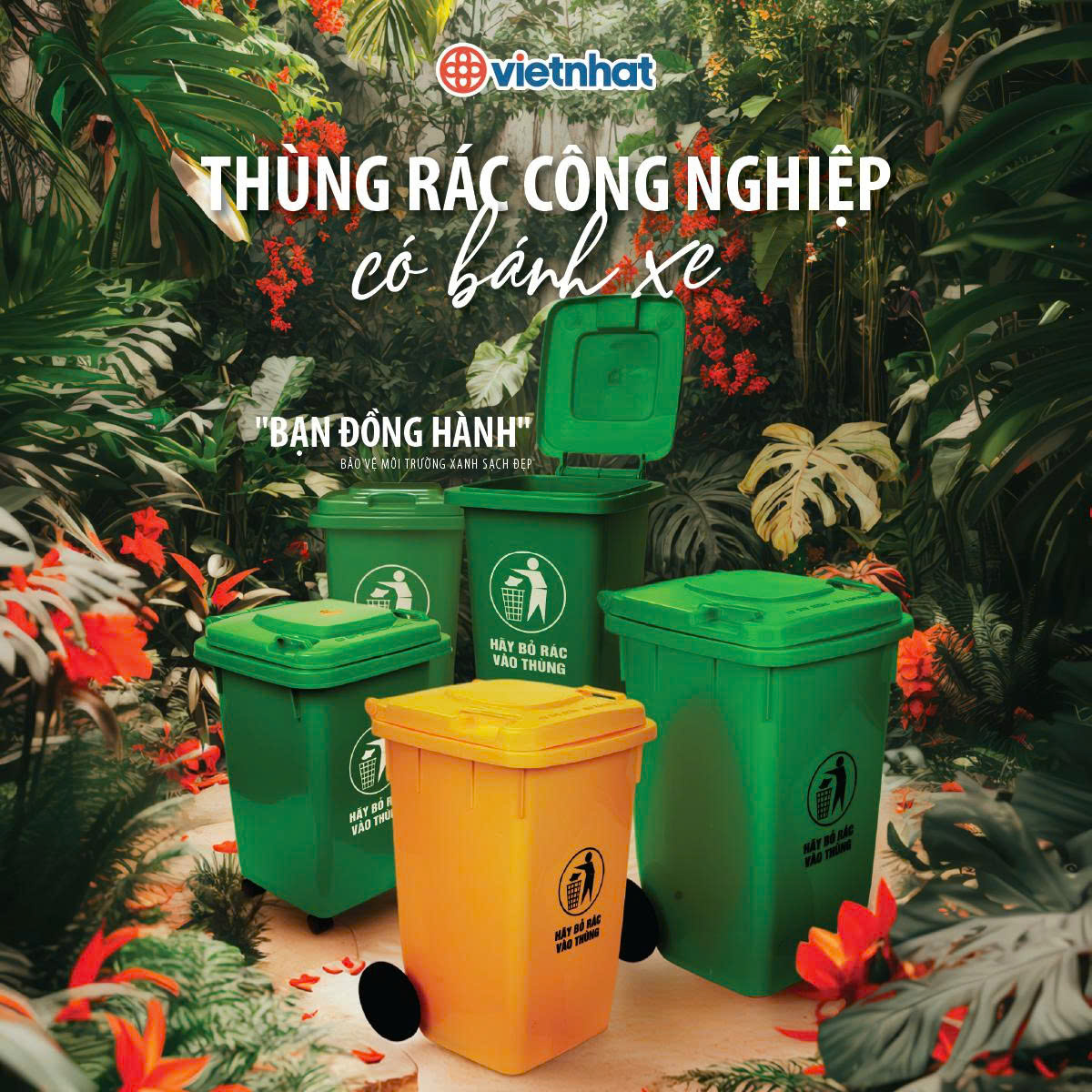 thùng rác công nghiệp có bánh xe