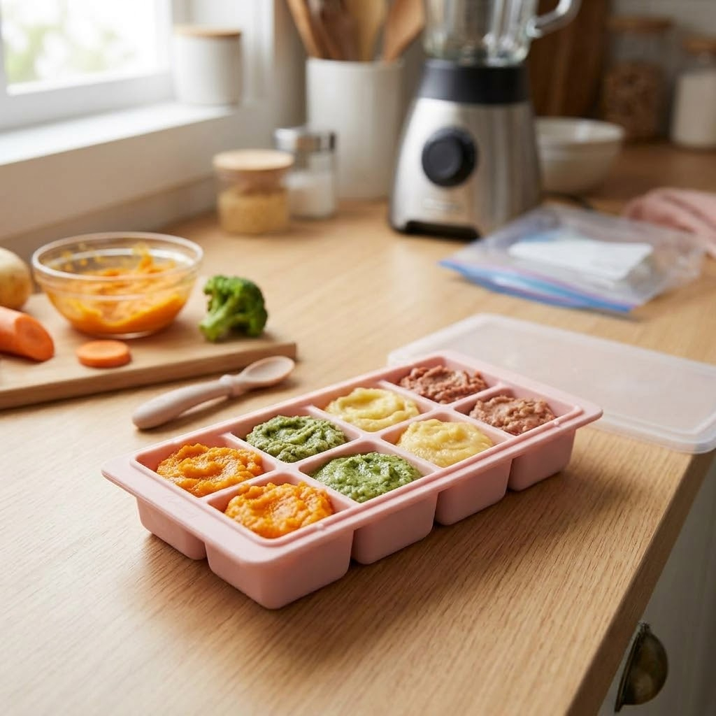 trữ đông đồ ăn dặm bằng vỉ đá